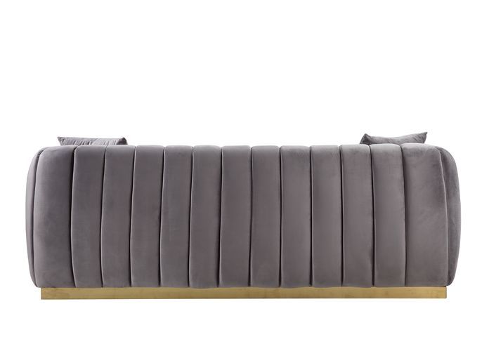 Elchanon - Sofa - Gray Velvet & Gold Finish