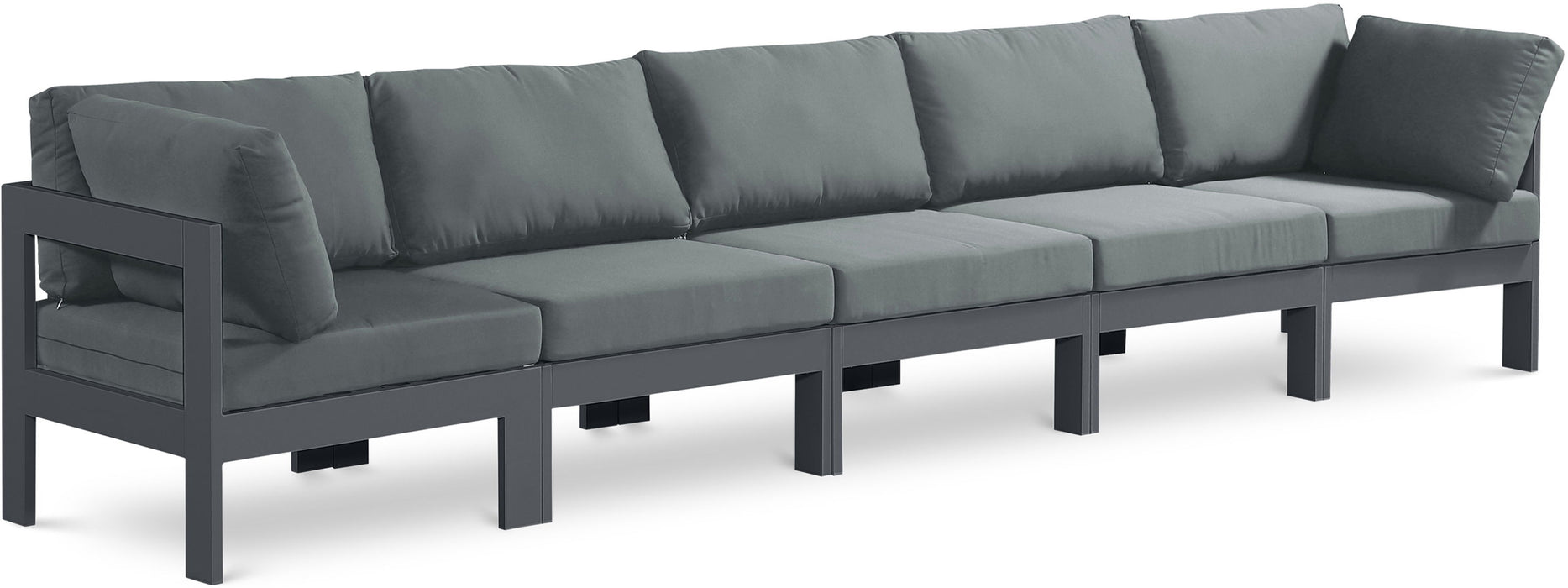 Nizuc - Outdoor Patio 5 Seat Modular Sofa With Gray Frame