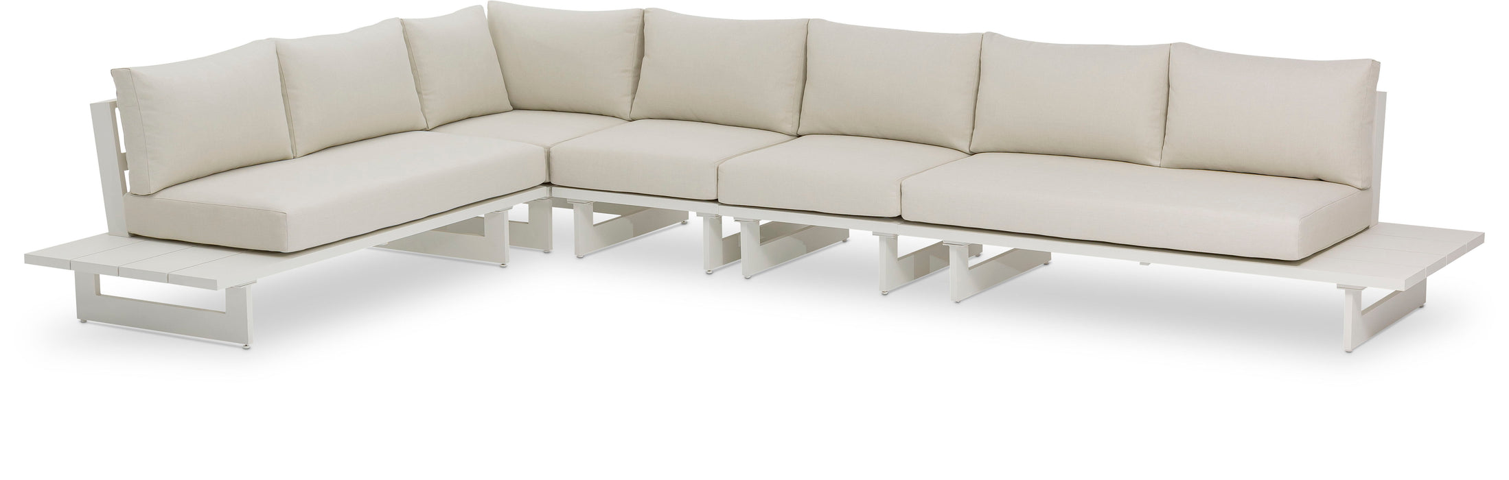 Maldives - 5 Piece Water Resistant Outdoor Patio Modular Sectional With White Base