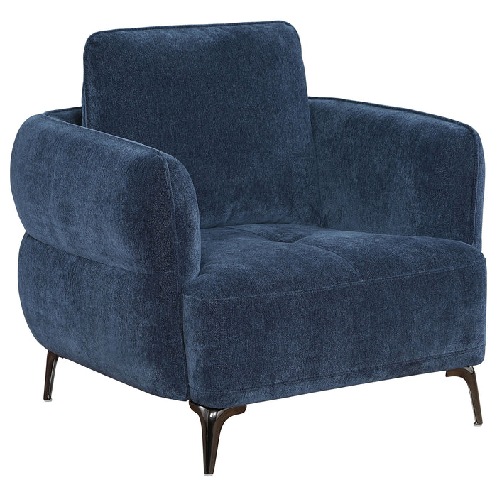 Lively - Chenille Upholstered Modern Track Arm Chair - Blue