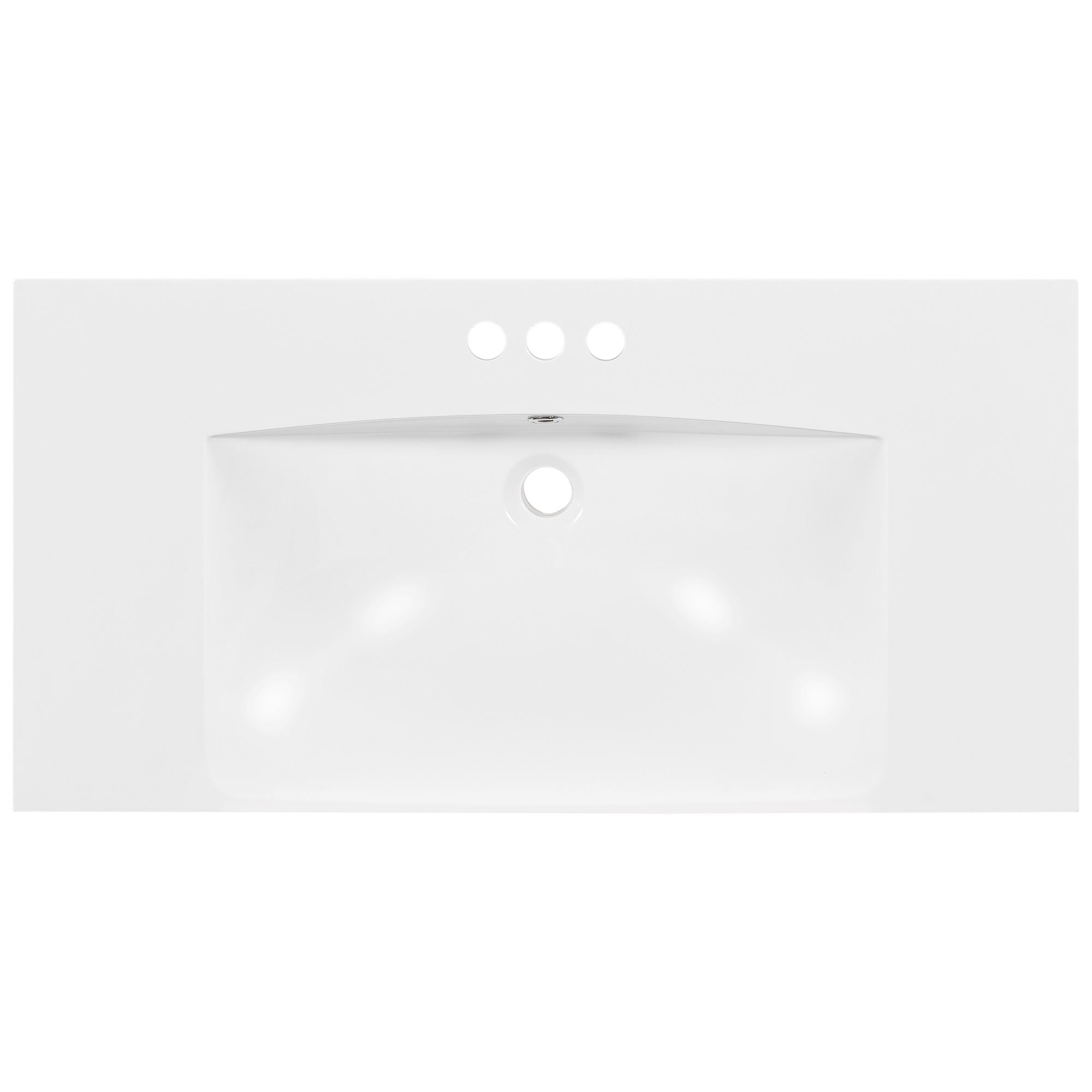 Single Bathroom Basin Sink, Vanity Top Only With 3 Faucet Holes