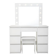 Large Vanity Tables With Mirror And Light - Matte White