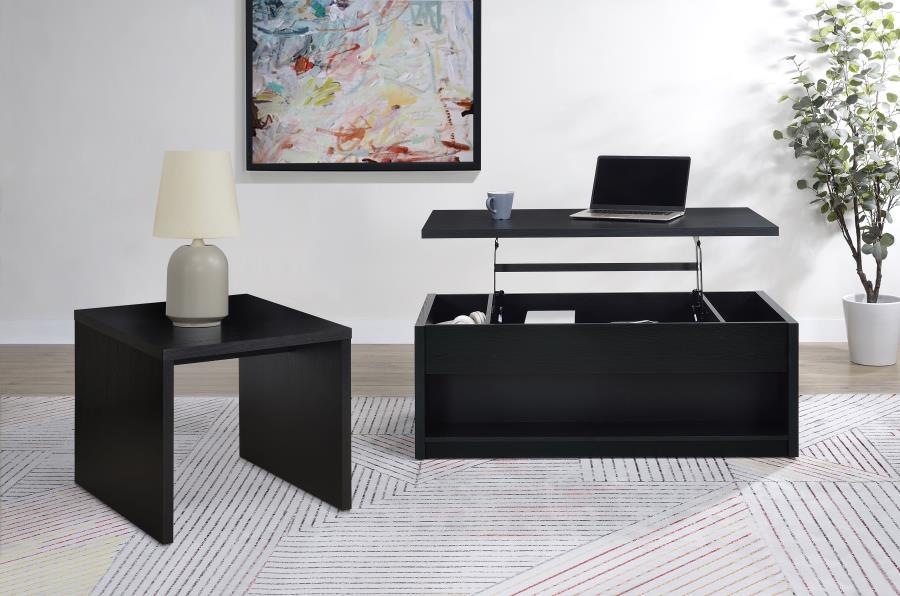 Knapp - Lift Top Cocktail Coffee Table With Dual Drawers - Black