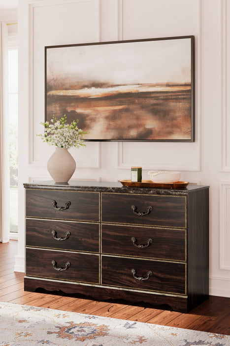 Glosmount - Two-tone - Six Drawer Dresser