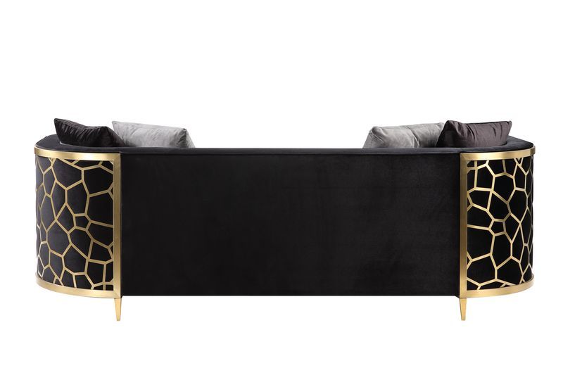 Fergal - Sofa - Black Velvet & Gold Finish