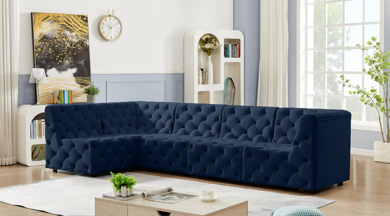 Tuft - Modular Sectional 5 Piece - Navy - Fabric