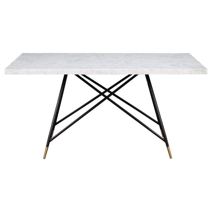 Gabrielle - Rectangular Marble Top Dining Table - White