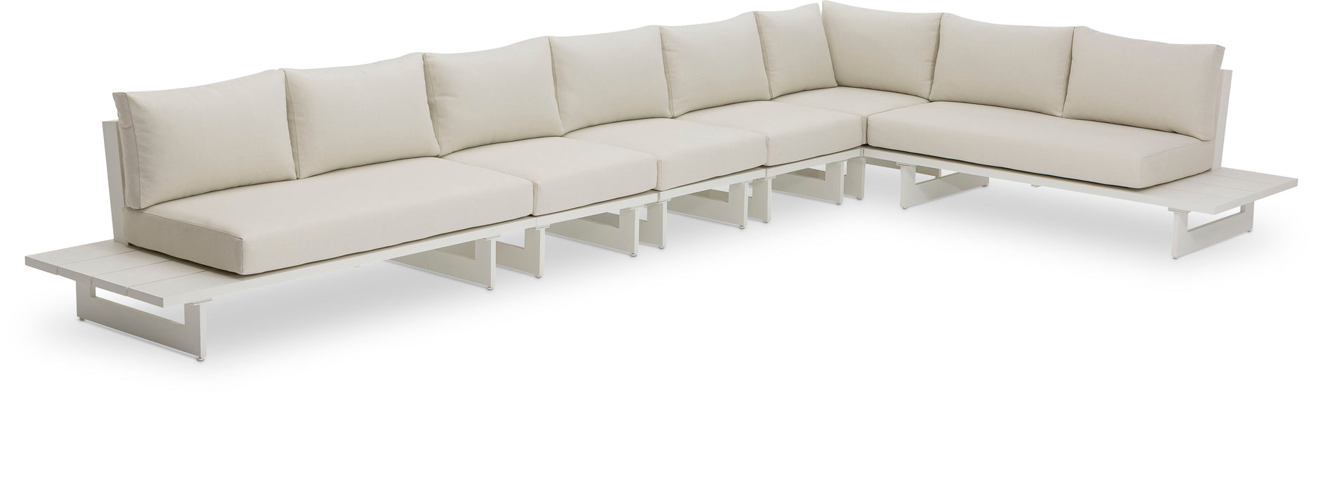 Maldives - 6 Piece Water Resistant Outdoor Patio Modular Sectional With White Base