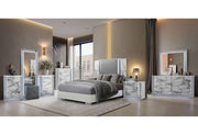 Ylime - 6 Piece King Fully Slatted Bedroom Set With Vanity Set - White