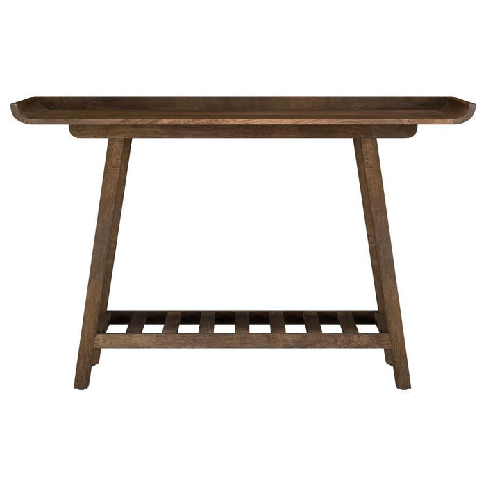 Ornelas - 46" Console Table With Slatted Shelf - Mango Brown