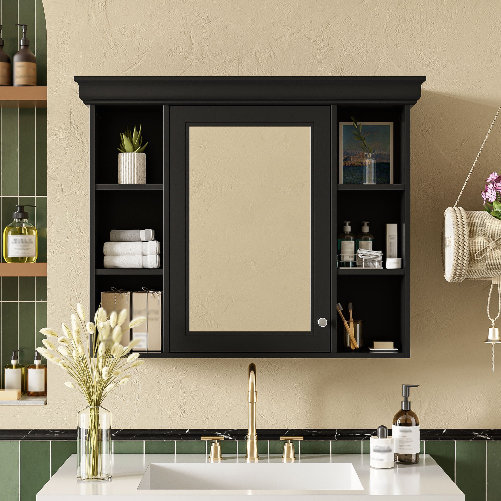 Wall Mounted Bathroom Storage Cabinet With Mirror Door