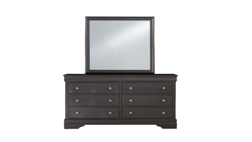 Pompei - 4 Piece King Bedroom Set (King Bed With LED, Dresser, Mirror, Nightstand) - Gray