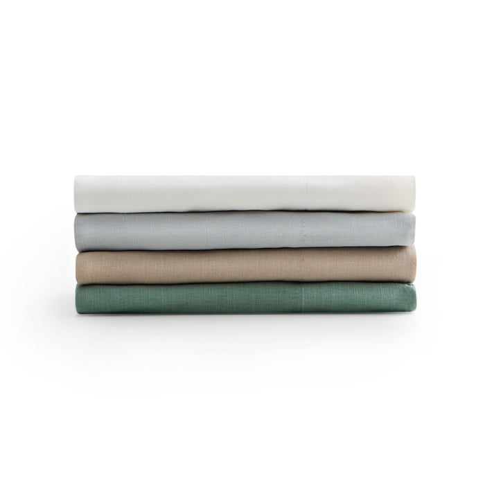 Linen-Weave Cotton King Sheet Set - Sand