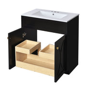 Bathroom Vanity With Sink, Freestanding Storage Cabinet With Handles, Soft Closing Doors