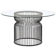 Granvia - Round Glass Top Metal Dining Table - Gunmetal