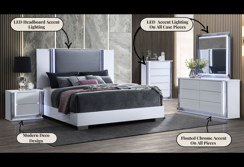 Ylime - 5 Piece King Bedroom Set - Smooth White