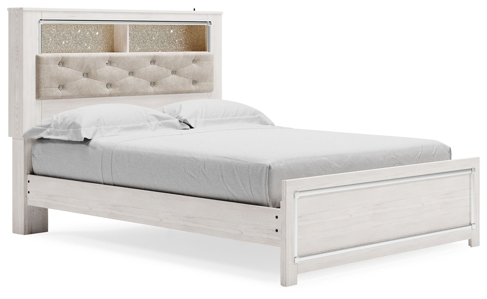 Altyra - Queen Panel Bookcase Bed With Roll Slats - White
