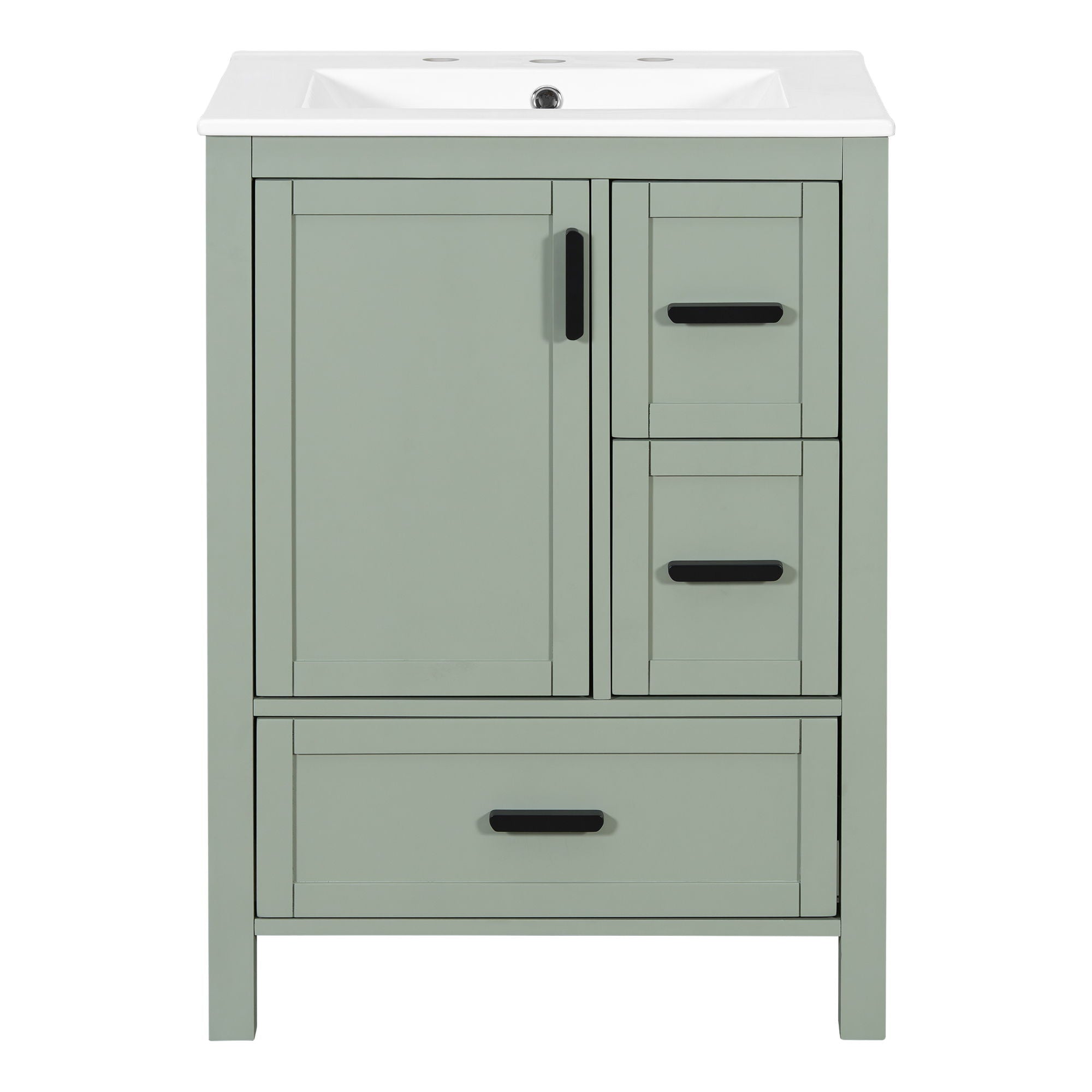 Bathroom Vanity With Sink, Soft-Close Doors, Double-Layer Shelf And 3 Drawers