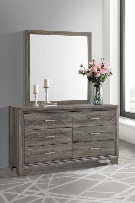 Wright - 6-Drawer Dresser And Mirror - Brown Oak