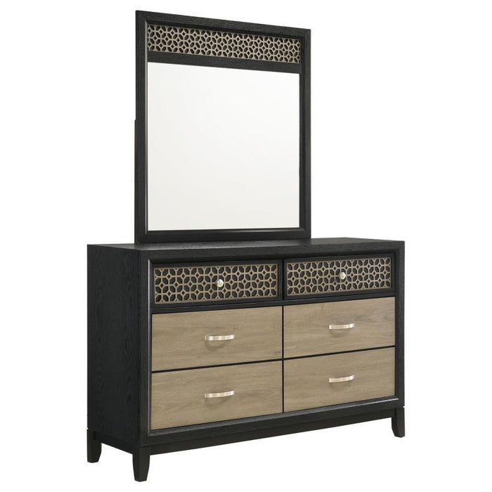 Valencia - 6-Drawer Dresser With Mirror - Black