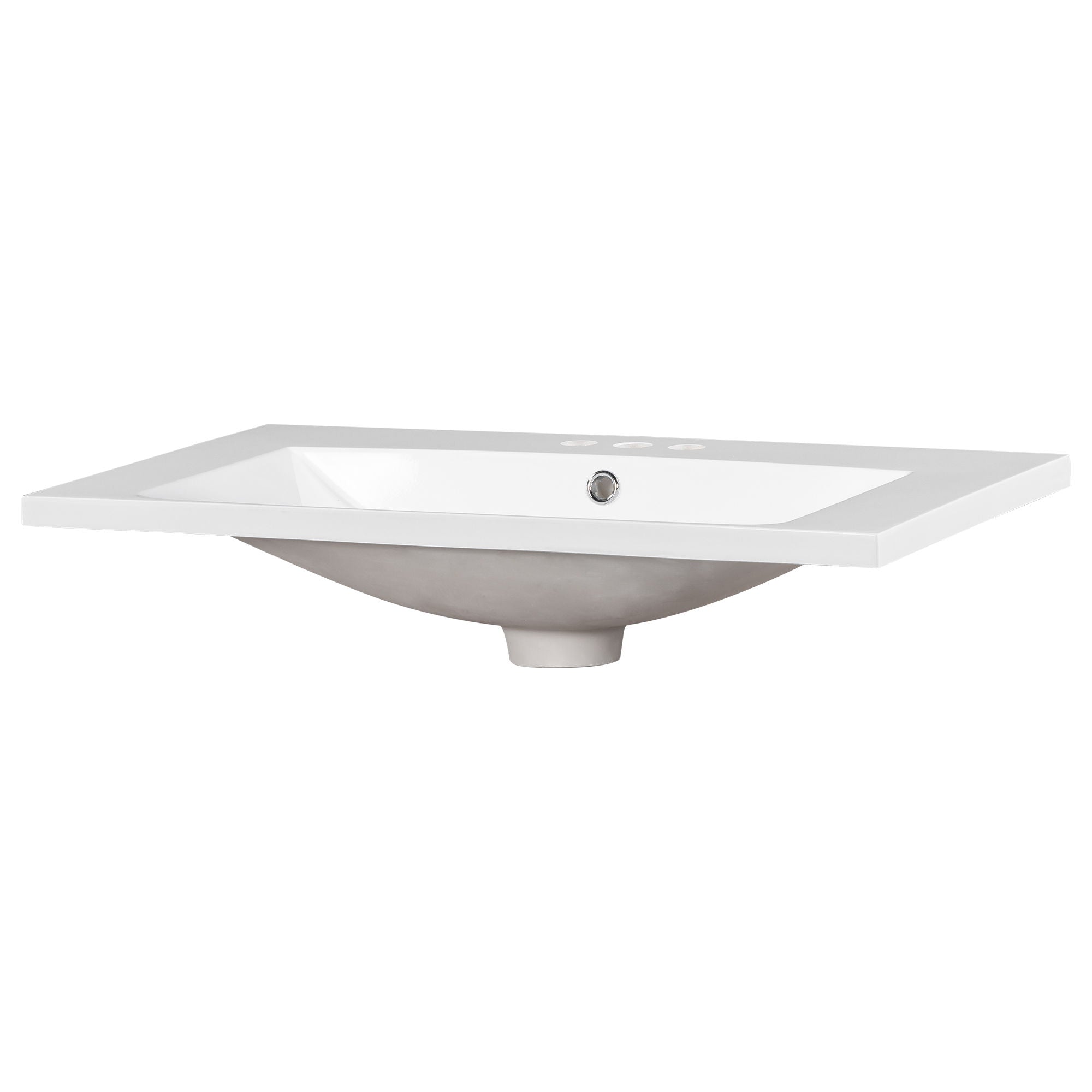 Single Bathroom Basin Sink, Vanity Top Only With 3 Faucet Holes