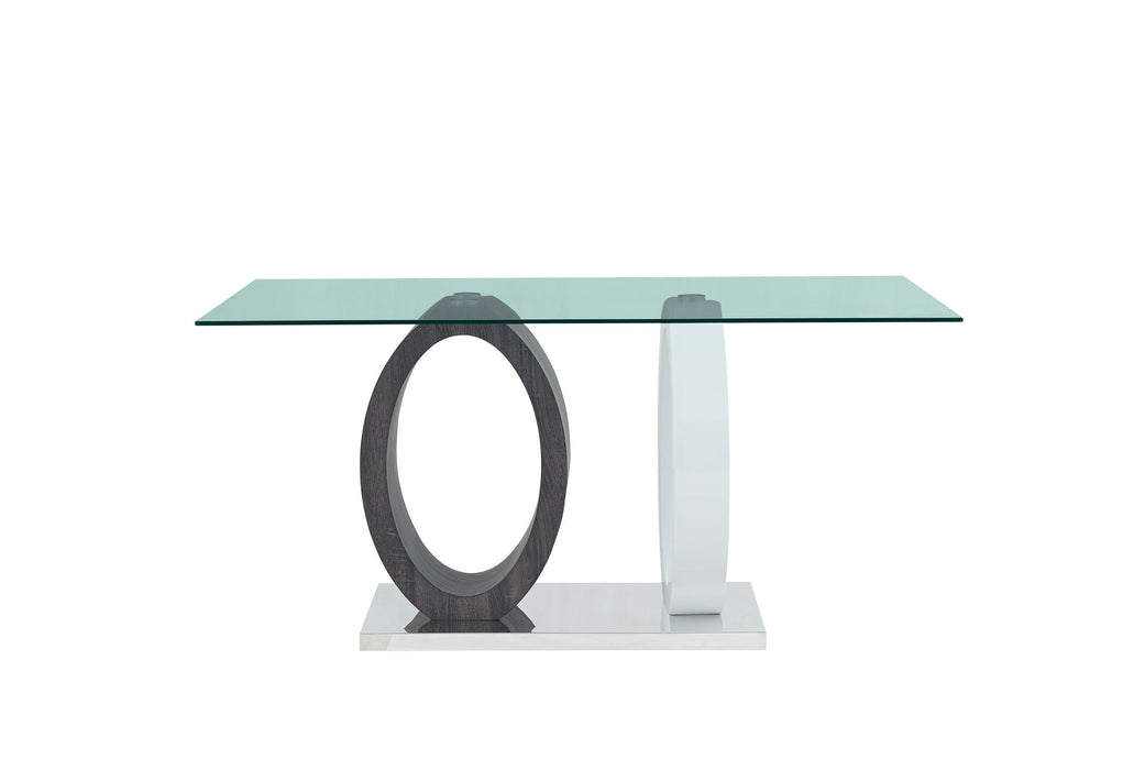 D1628 - Dining Table - Clear / Dark Gray / Silver / White