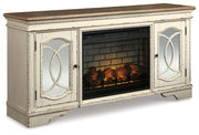 Realyn - 2 Pc. - 74" TV Stand with Electric Infrared Fireplace Insert - Chipped White