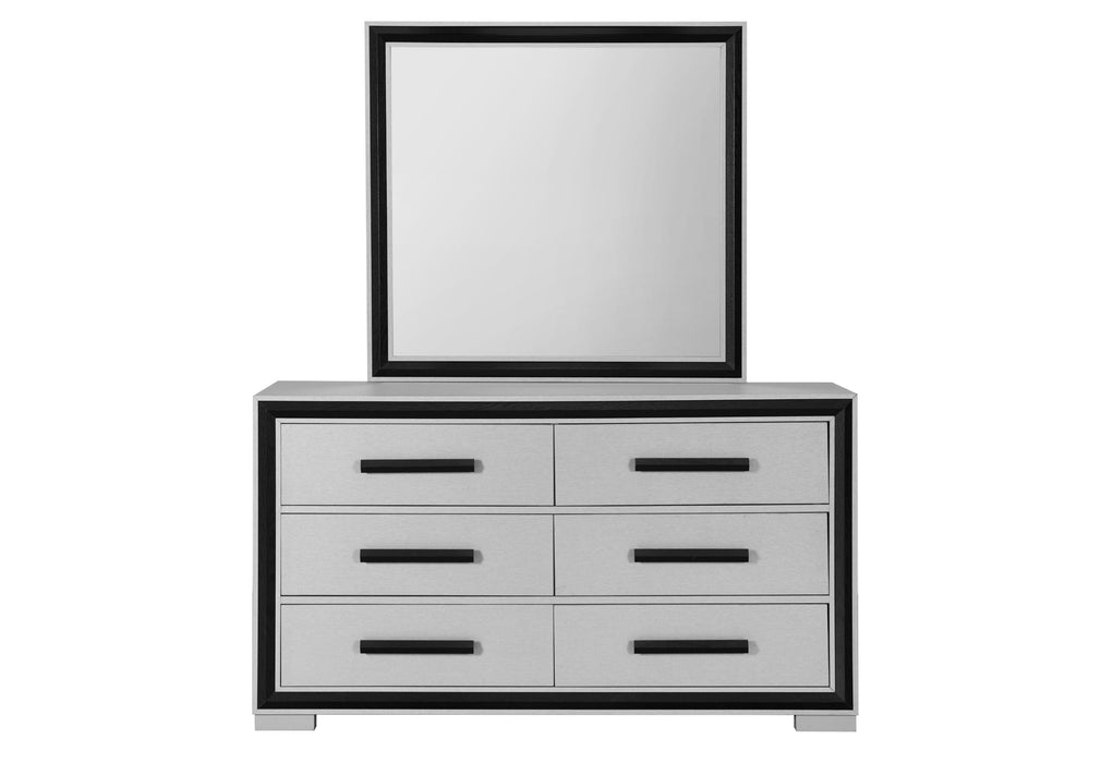 Amelia - 5 Piece Full Bedroom Set With LED - Gray Black