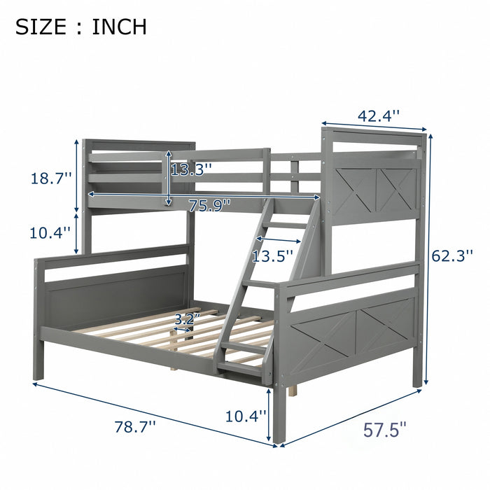 Twin over Full Bunk Bed with ladder, Safety Guardrail, Perfect for Bedroom, White