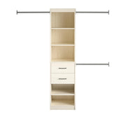 Kelly - 5 Shelf 2 Drawer Closet Organizer With 3 Adjustable Hanging Rods - Ivory