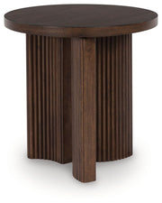 Korestone - Round End Table - Dark Brown