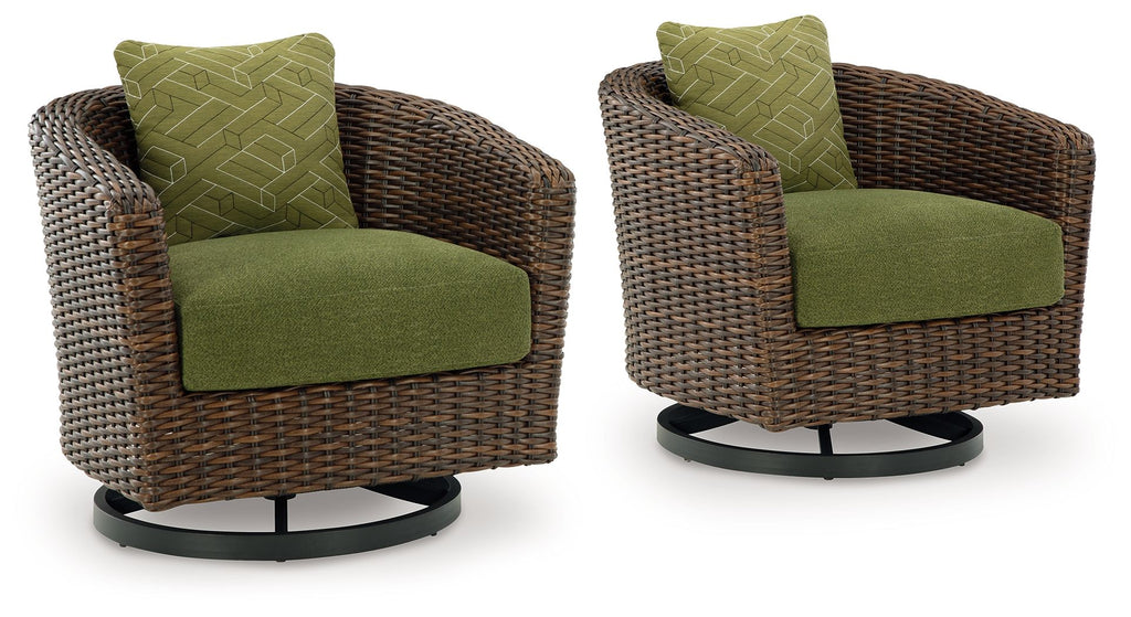 Horizon Hall Brown / Green Swivel Lounge With Cushion