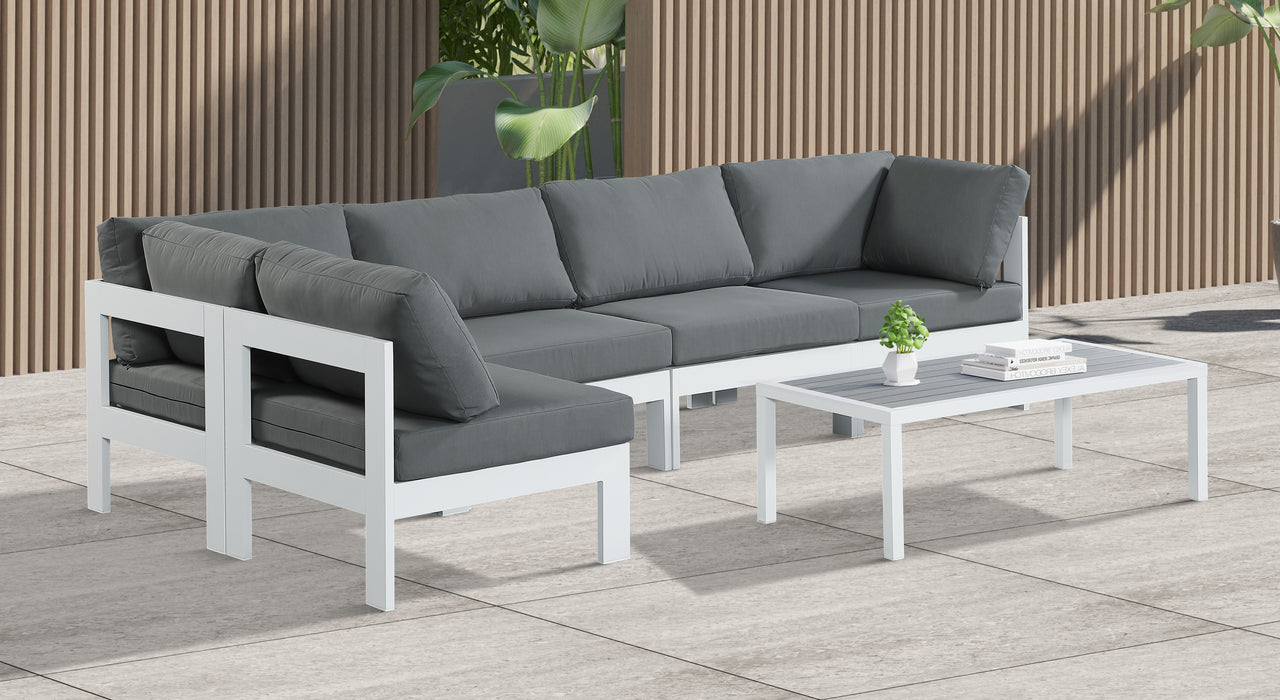 Nizuc - Outdoor Patio Modular Sectional 5 Piece - Grey - Fabric