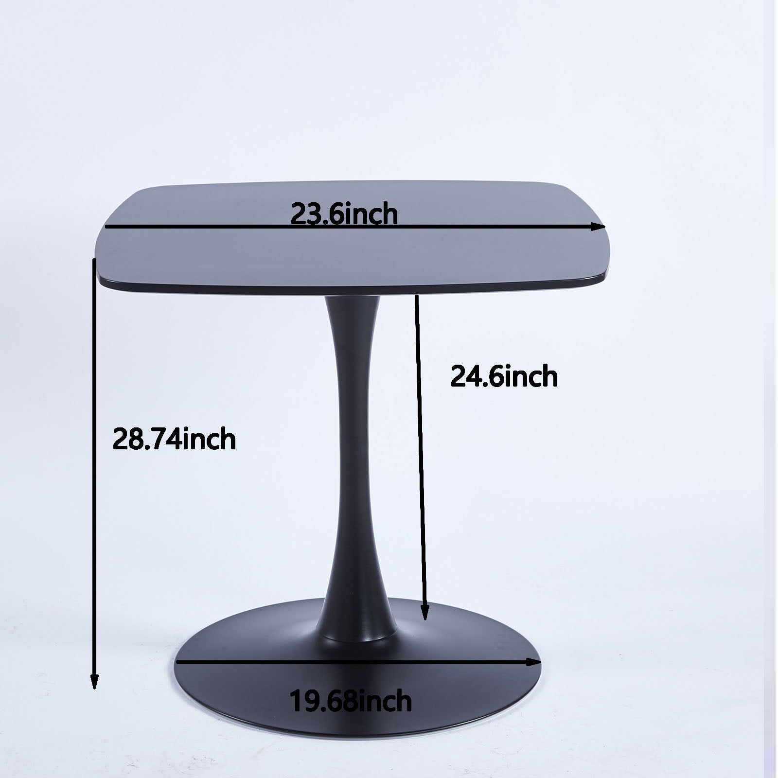 Square Tulip Table For 2 - 4 People, Compact Dining Table - Black