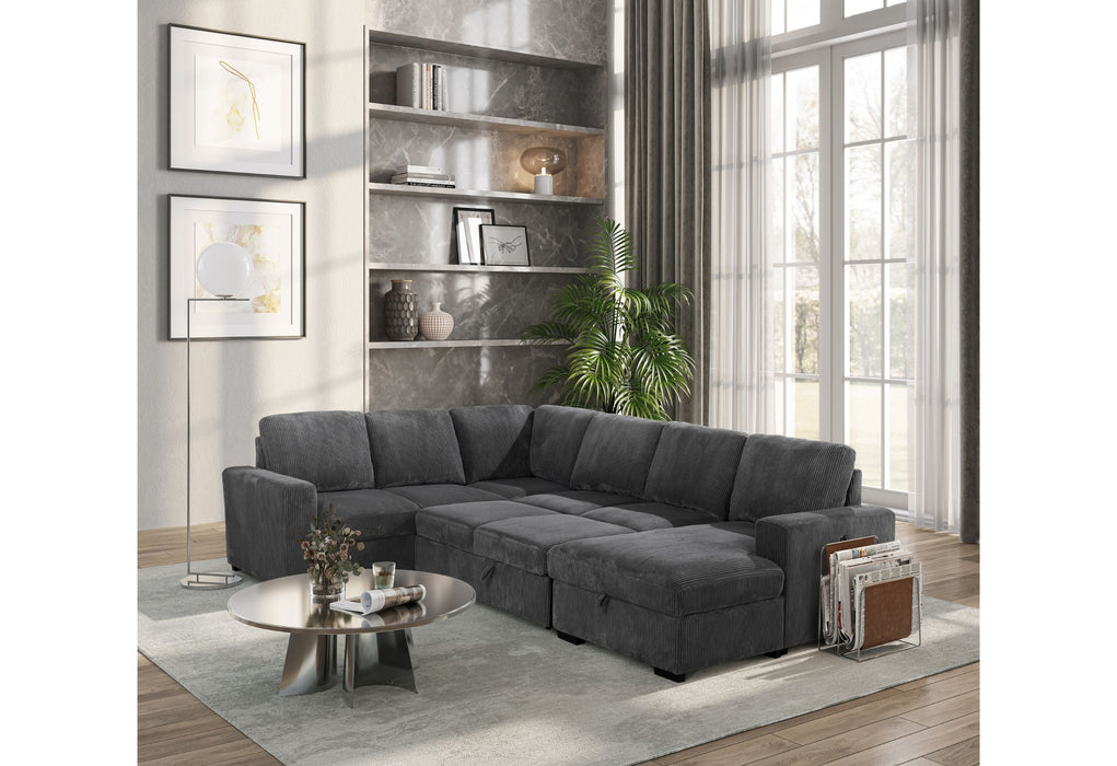 U2660 - Sectional With Pullout - Gray