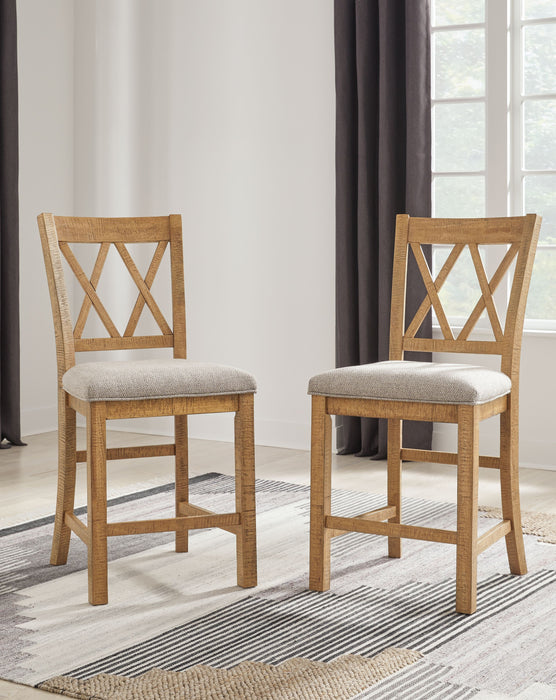 Havonplane - Brown - Upholstered Barstool (Set of 2)