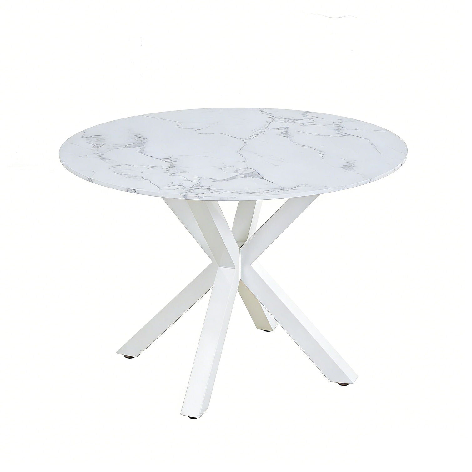 Cross Leg Dining Table With Round Top, For 4 - 6 People - White