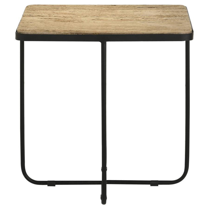 Elyna - Square Stone Top Accent Side Table - Beige