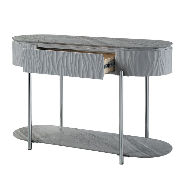 Yukino - Sofa Table - Gray High & Chrome