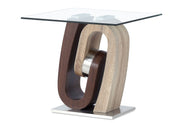 T4126 - End Table - Dark Brown / Oak / Silver