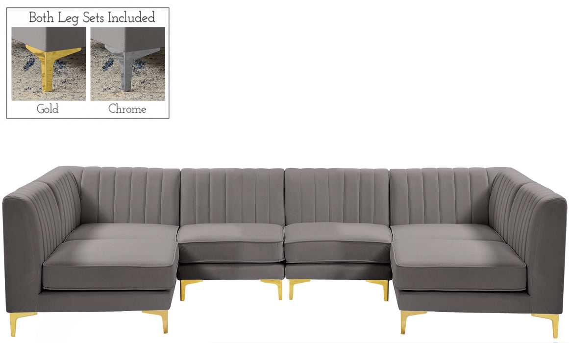 Alina - Modular Sectional 6 Piece - Grey - Fabric