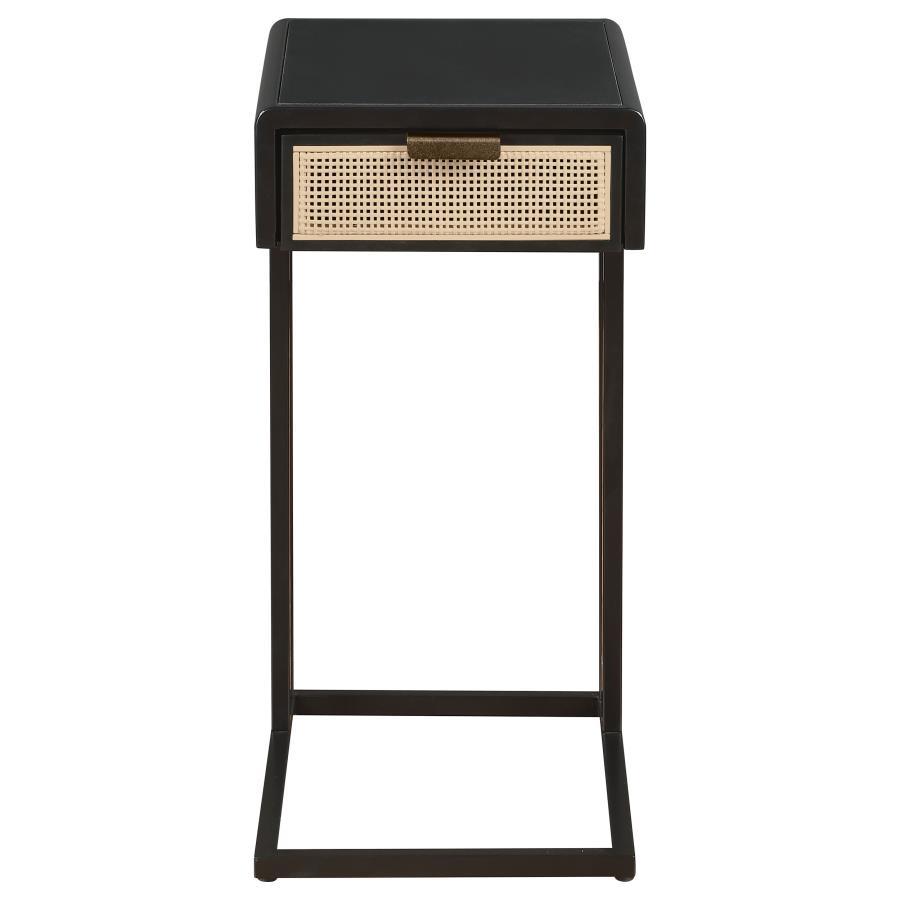 Amherst - 1-Drawer Radio Weave Cane Metal Side Table