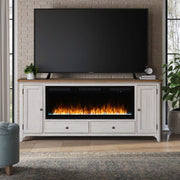 Fireplace TV Consoles - 652 80" Console With Fire FT - White