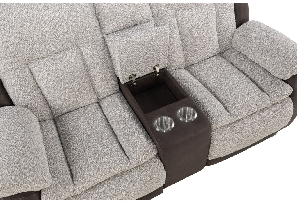 U4377 - Reclining Sofa With Drop Down Table / Console Reclining Loveseat - Gray / Brown