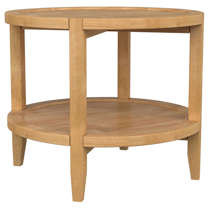 Camillo - Round Solid Wood Side End Table - Maple