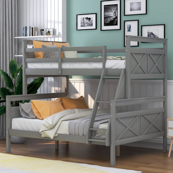 Twin over Full Bunk Bed with ladder, Safety Guardrail, Perfect for Bedroom, White