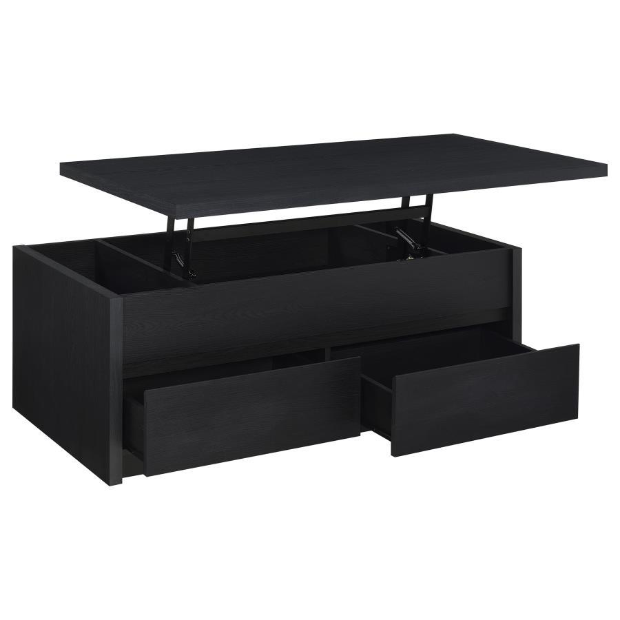 Knapp - Lift Top Cocktail Coffee Table With Dual Drawers - Black