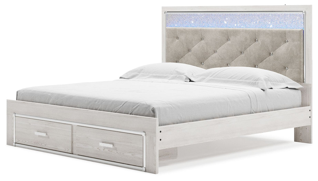 Altyra - White - King Upholstered Storage Bed