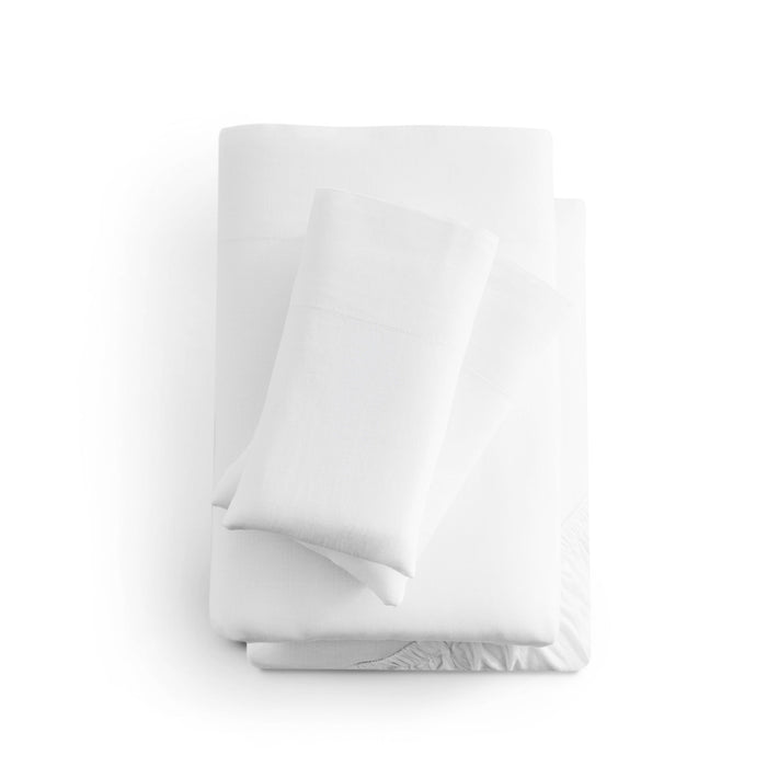 Linen-Weave Cotton Full Sheet Set - White