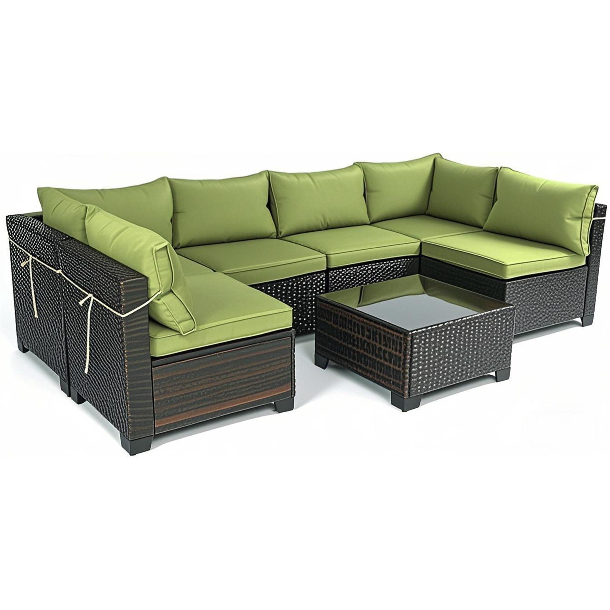 14 Pack Cushion Covers For 7 Piece Wicker Rattan Sectional Sofa